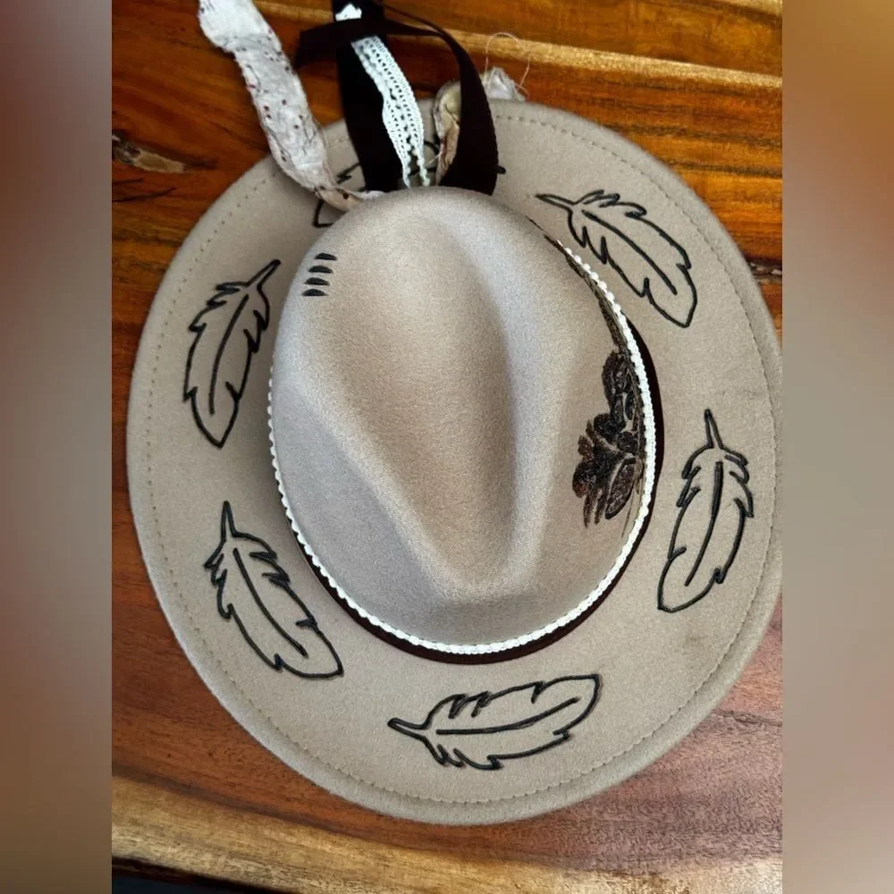 🔥HOMEMADE One-of-a-Kind Handmade Pyrography Hat – Western Chic Vibes 🔥 - Picture 5 of 11